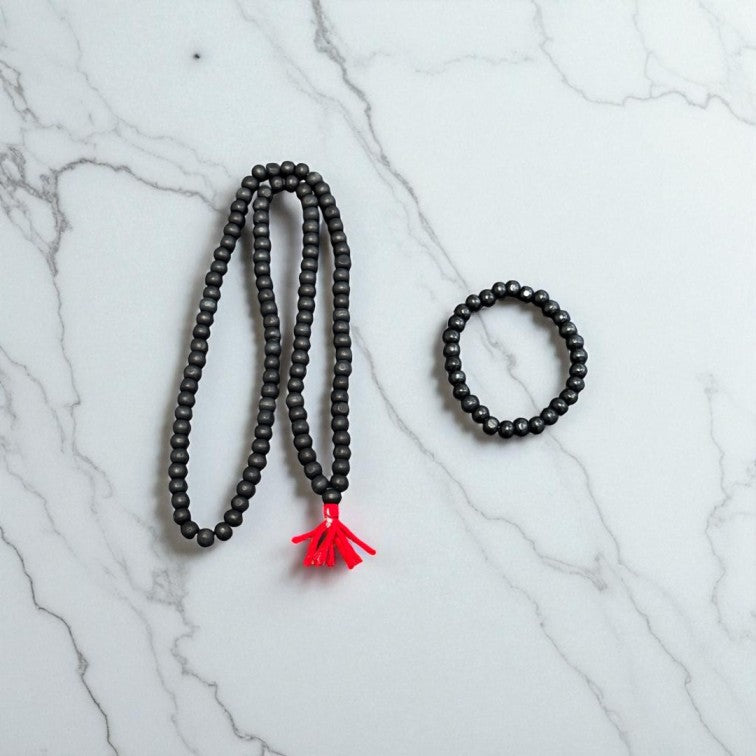 Combo of Original 108-Beads Karungali Malai & Karungali Bracelet with Govt. Certification