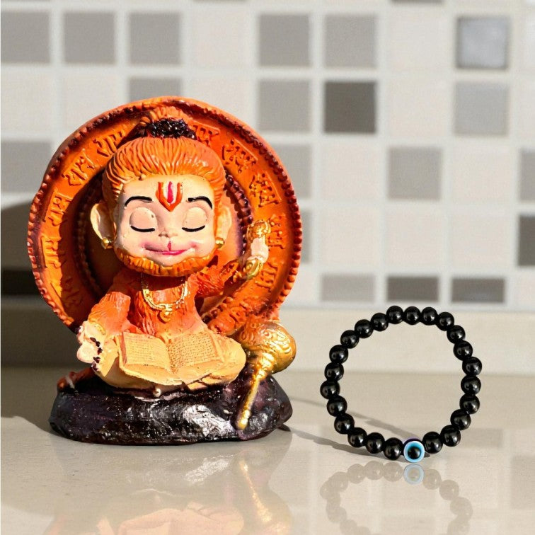 Cute Bal Hanuman Ji + Evil Eye Bracelet