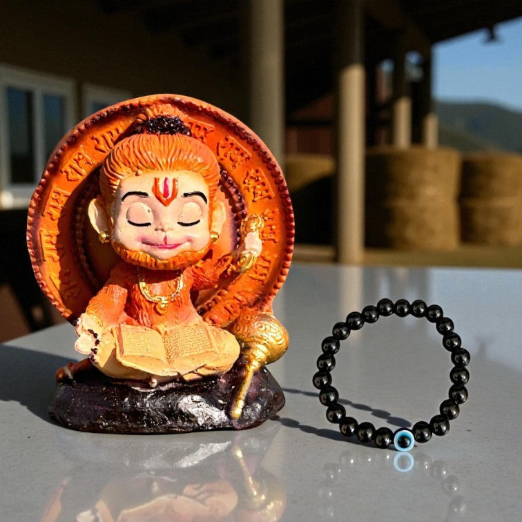 Cute Bal Hanuman Ji + Evil Eye Bracelet