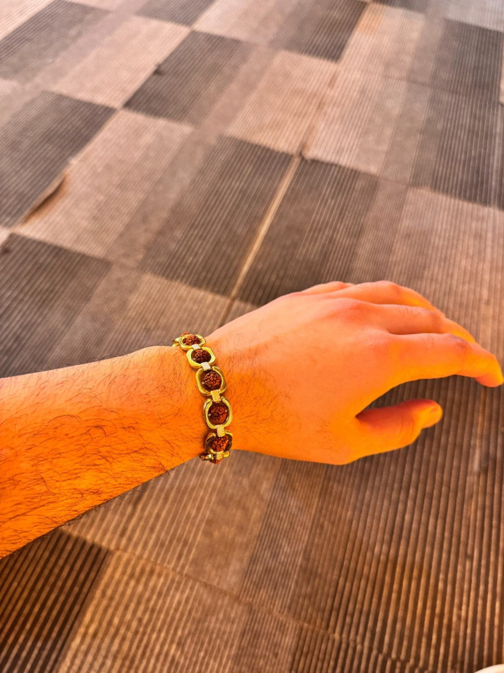 Gold Plated Modern Rudraksha Original Bracelet (Buy 1 Get 1 Free)