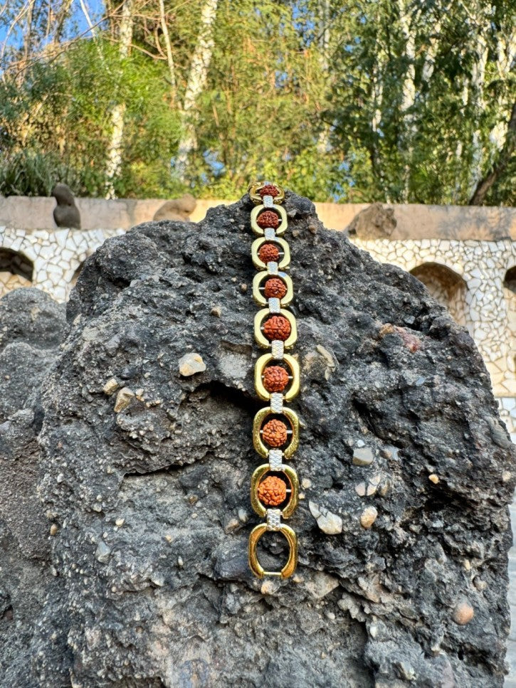 Gold Plated Modern Rudraksha Original Bracelet (Buy 1 Get 1 Free)